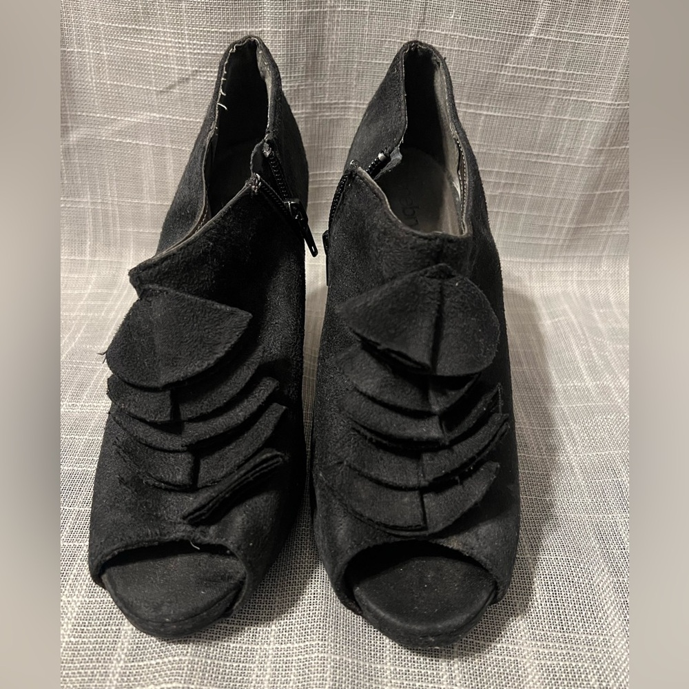 Lane Bryant Black Peep-Toe Ankle Booties 3 inch heel